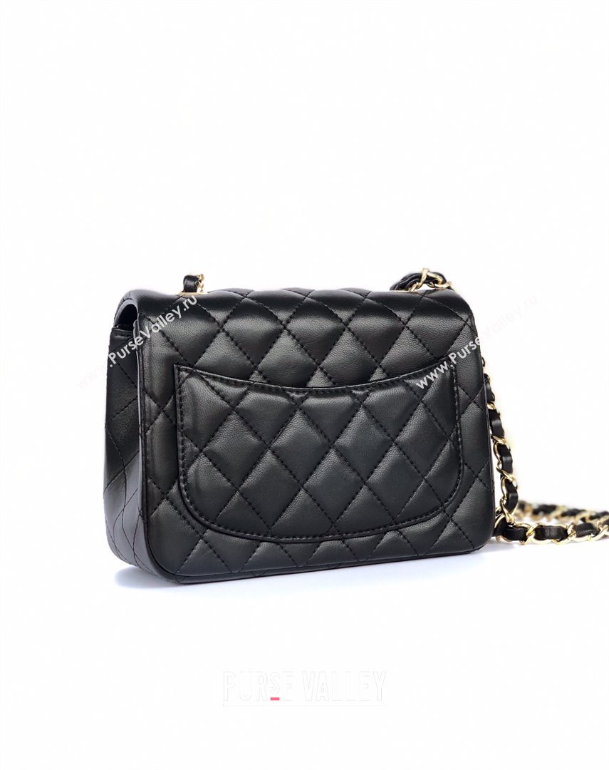 Chanel Lambskin Mini Square Classic Flap Bag A01115 Black/Gold 2024 (YUND-24070211)