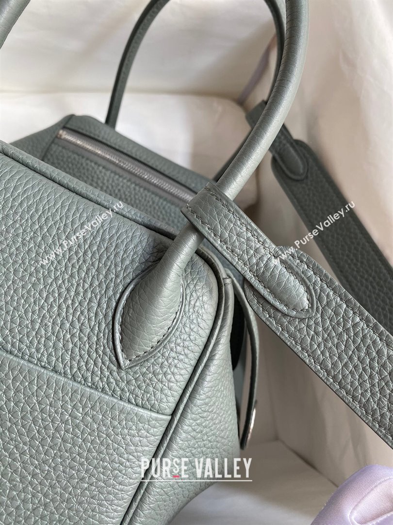 Hermes Lindy 26/30 Bag in Original Taurillon Clemence Leather Almond Green/Silver 2024(Full Handmade) (XYA-24051505)