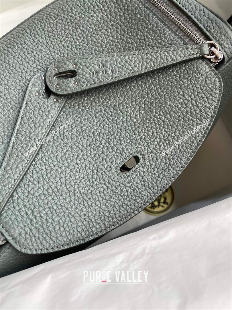 Hermes Lindy 26/30 Bag in Original Taurillon Clemence Leather Almond Green/Silver 2024(Full Handmade) (XYA-24051505)
