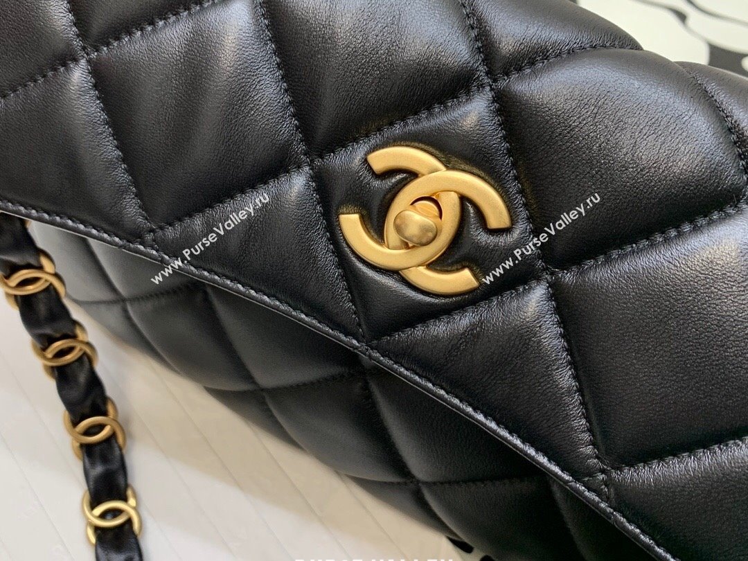 Chanel Folded Leather Hobo Bag Black 2024 (YEZI-24032204)