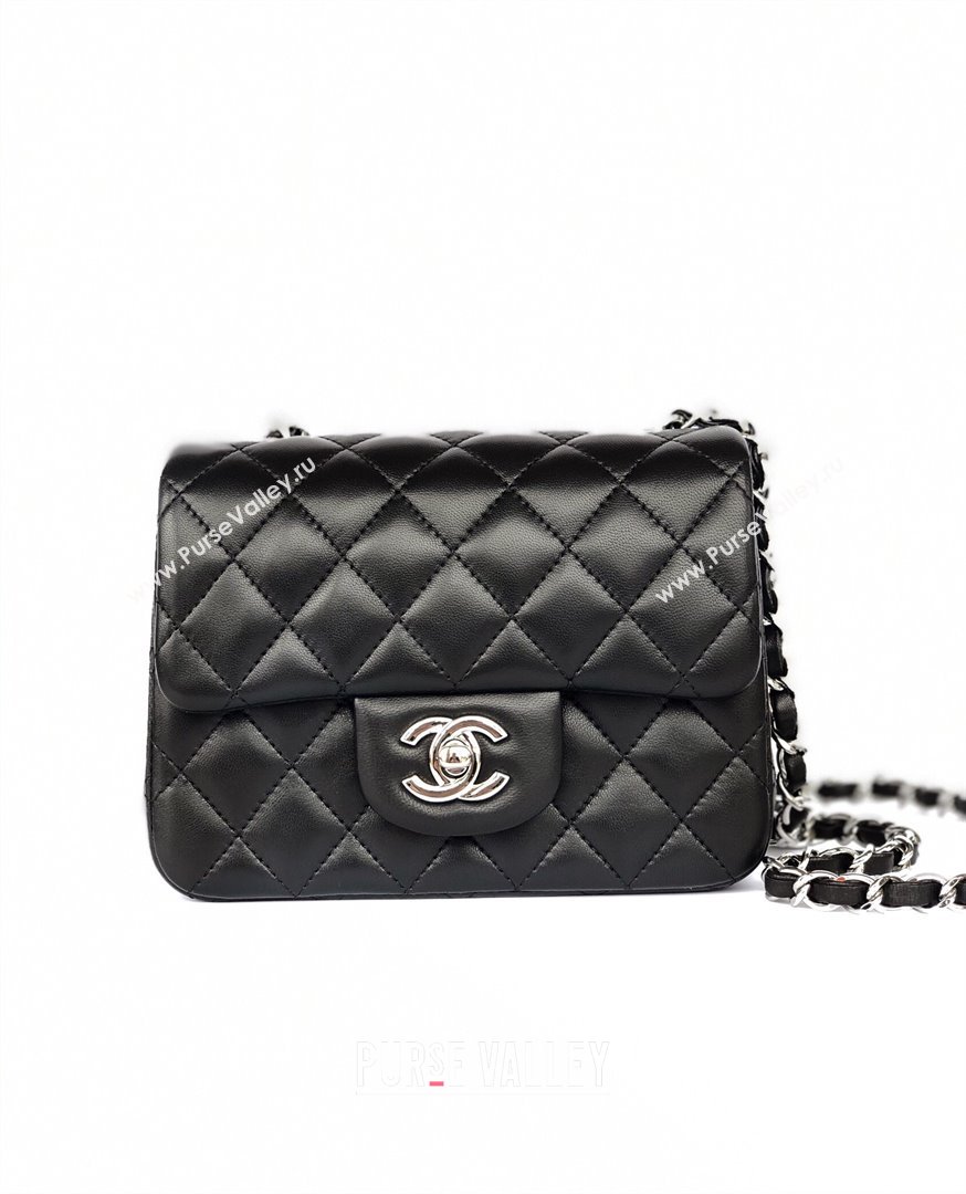 Chanel Lambskin Mini Square Classic Flap Bag A01115 Black/Silver 2024 (YUND-24070209)