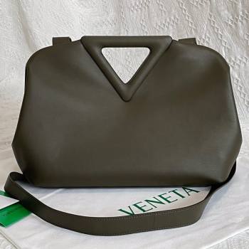 Bottega Veneta Medium Point Calfskin Top Handle Bag Camping Green 2021 (MS-21080610)