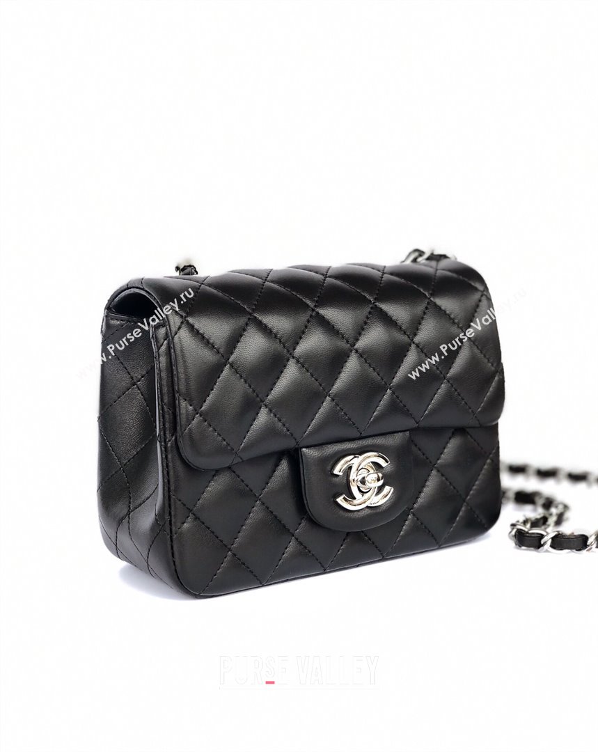 Chanel Lambskin Mini Square Classic Flap Bag A01115 Black/Silver 2024 (YUND-24070209)