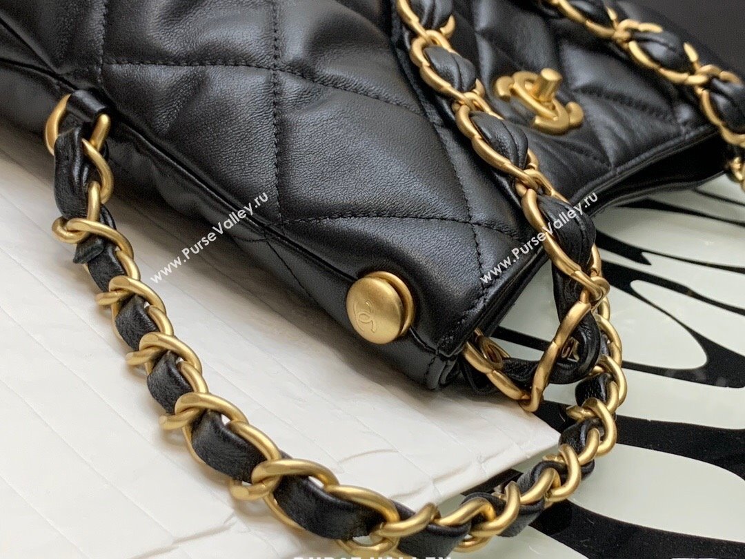 Chanel Folded Leather Hobo Bag Black 2024 (YEZI-24032204)