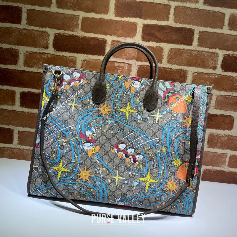 Gucci x Disney Donald Duck GG Canvas Tote Bag 650037 Beige/Blue 2020 (DLH-20112526)