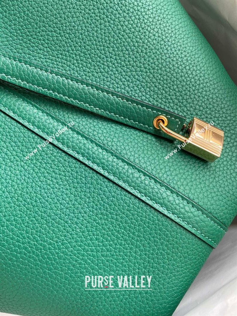 Hermes Picotin Lock Bag 18cm/22cm in Taurillon Clemence Leather Velvet Green/Gold 2023 (Handmade) (M-23110708)