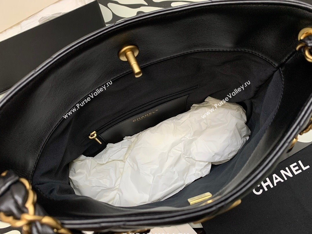 Chanel Folded Leather Hobo Bag Black 2024 (YEZI-24032204)