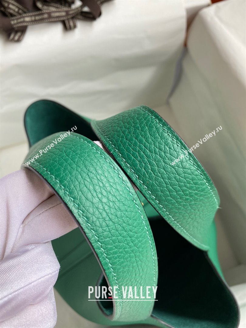 Hermes Picotin Lock Bag 18cm/22cm in Taurillon Clemence Leather Velvet Green/Gold 2023 (Handmade) (M-23110708)