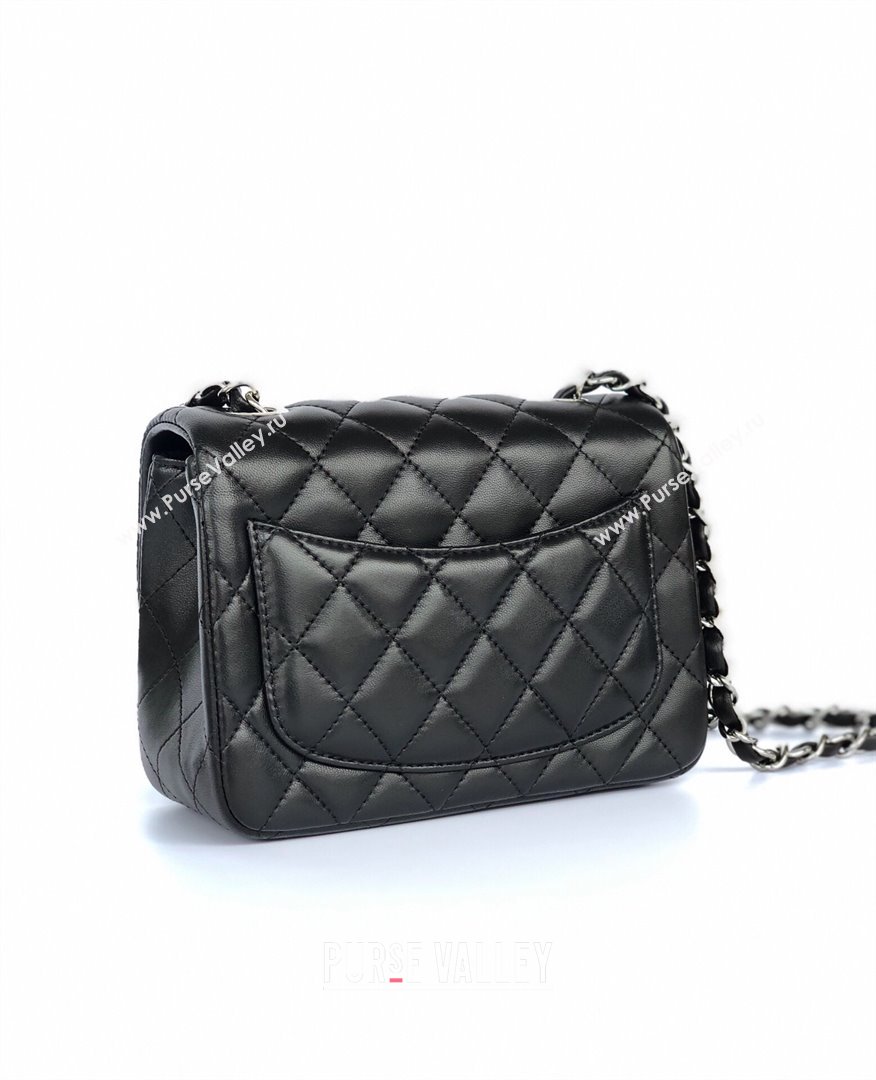 Chanel Lambskin Mini Square Classic Flap Bag A01115 Black/Silver 2024 (YUND-24070209)