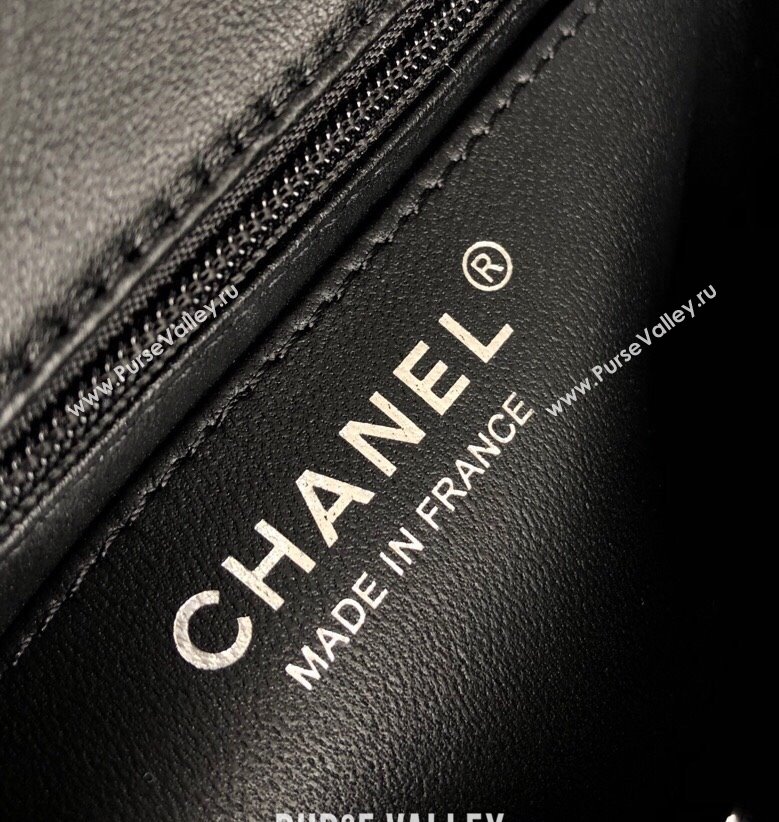 Chanel Lambskin Mini Square Classic Flap Bag A01115 Black/Silver 2024 (YUND-24070209)