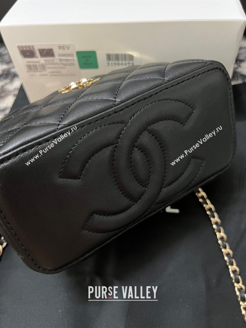 Chanel Quilted Leather Vanity Case with Crystals Top Handle Black 2024 (YEZI-24032205)