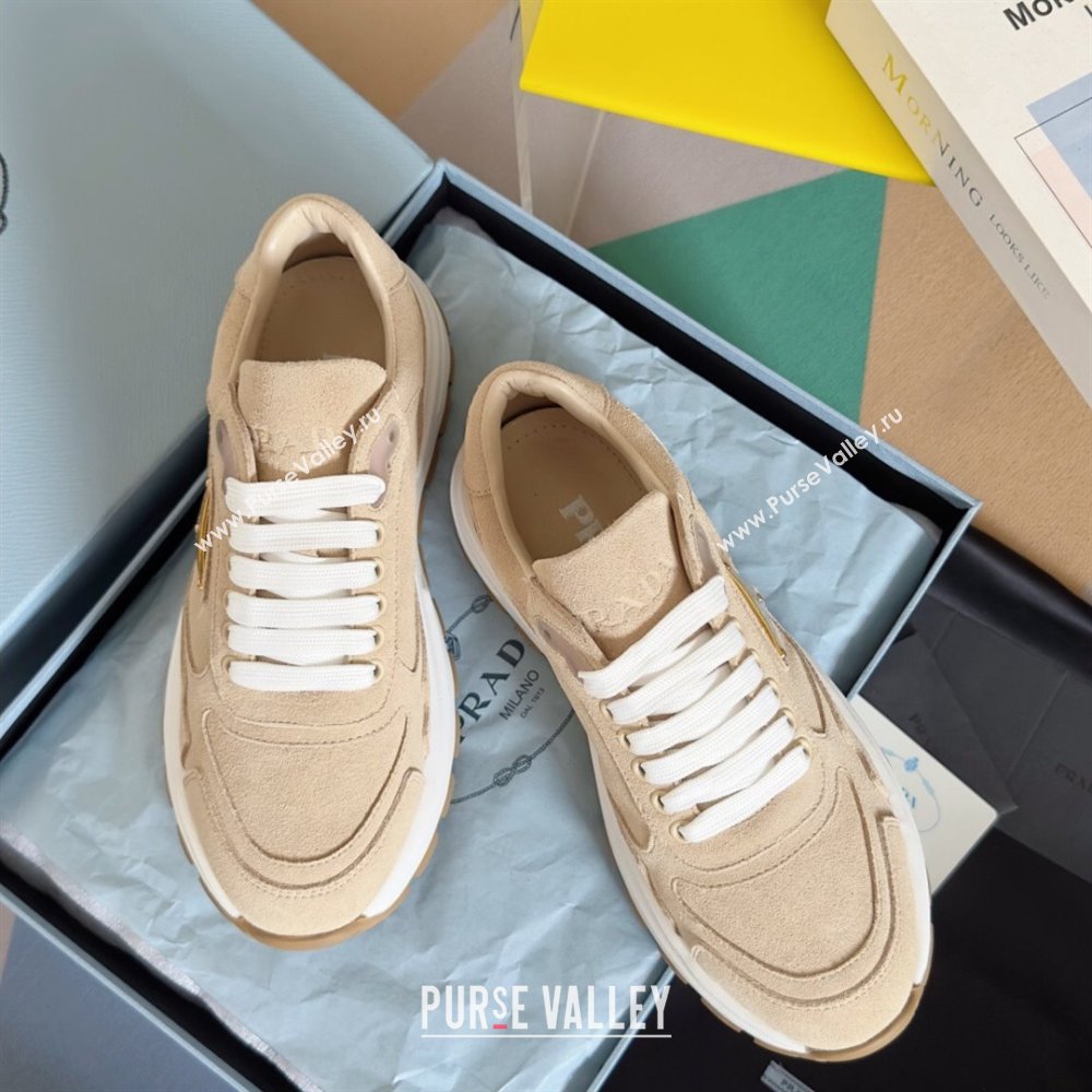 Prada Suede Prax 01 leather Sneakers Beige 2024(For Women and Men) (KL-24101403)