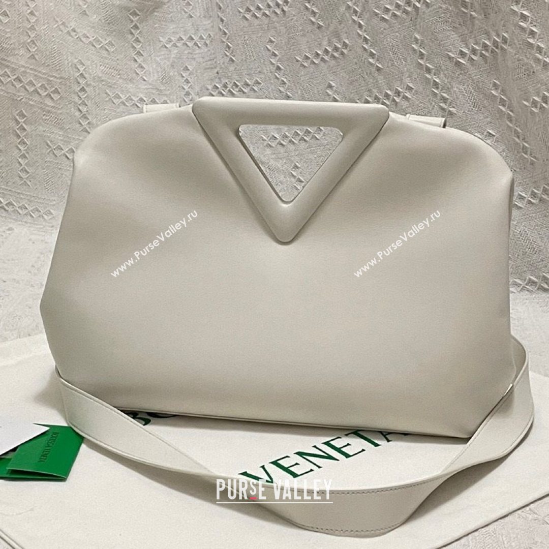 Bottega Veneta Medium Point Calfskin Top Handle Bag Chalk White 2021 (MS-21080612)