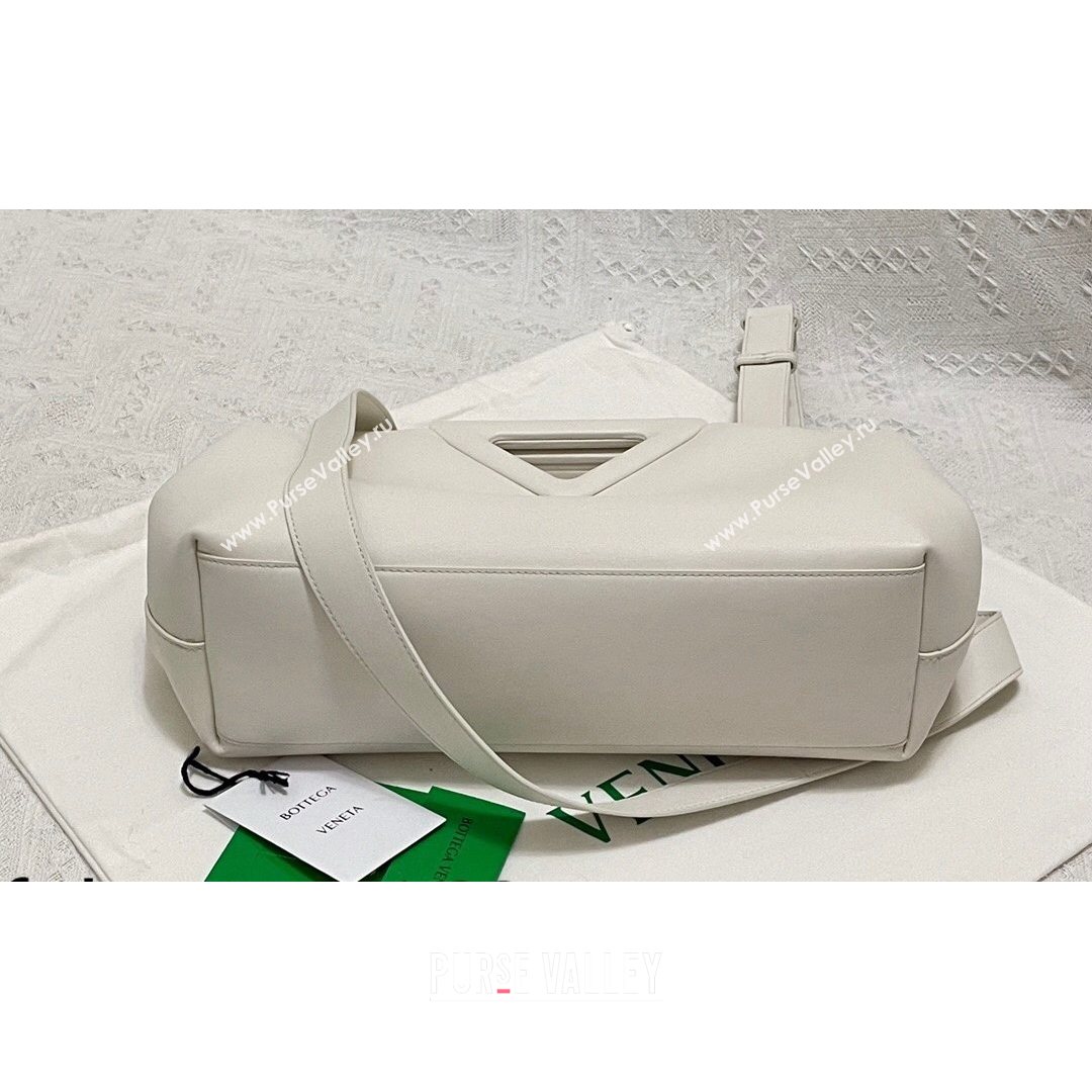 Bottega Veneta Medium Point Calfskin Top Handle Bag Chalk White 2021 (MS-21080612)