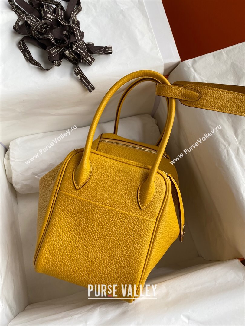 Hermes Lindy 26/30 Bag in Original Taurillon Clemence Leather Amber Yellow/Gold 2024(Full Handmade) (XYA-24051508)