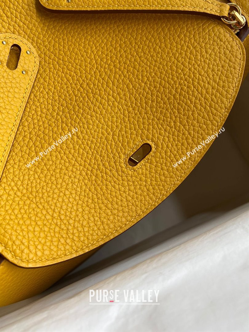 Hermes Lindy 26/30 Bag in Original Taurillon Clemence Leather Amber Yellow/Gold 2024(Full Handmade) (XYA-24051508)