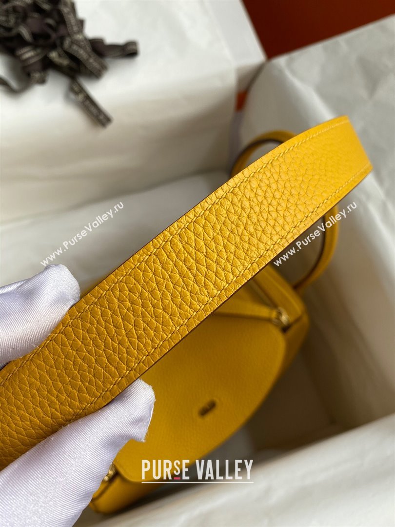Hermes Lindy 26/30 Bag in Original Taurillon Clemence Leather Amber Yellow/Gold 2024(Full Handmade) (XYA-24051508)