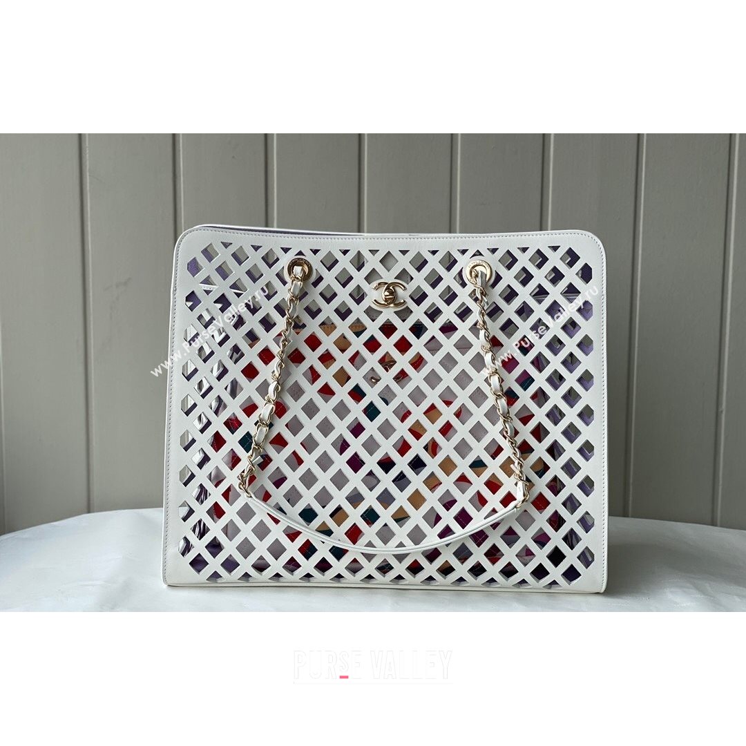 Chanel Cutout Calfskin Shopping Bag AS2377 White 2021 (SM-21082744)