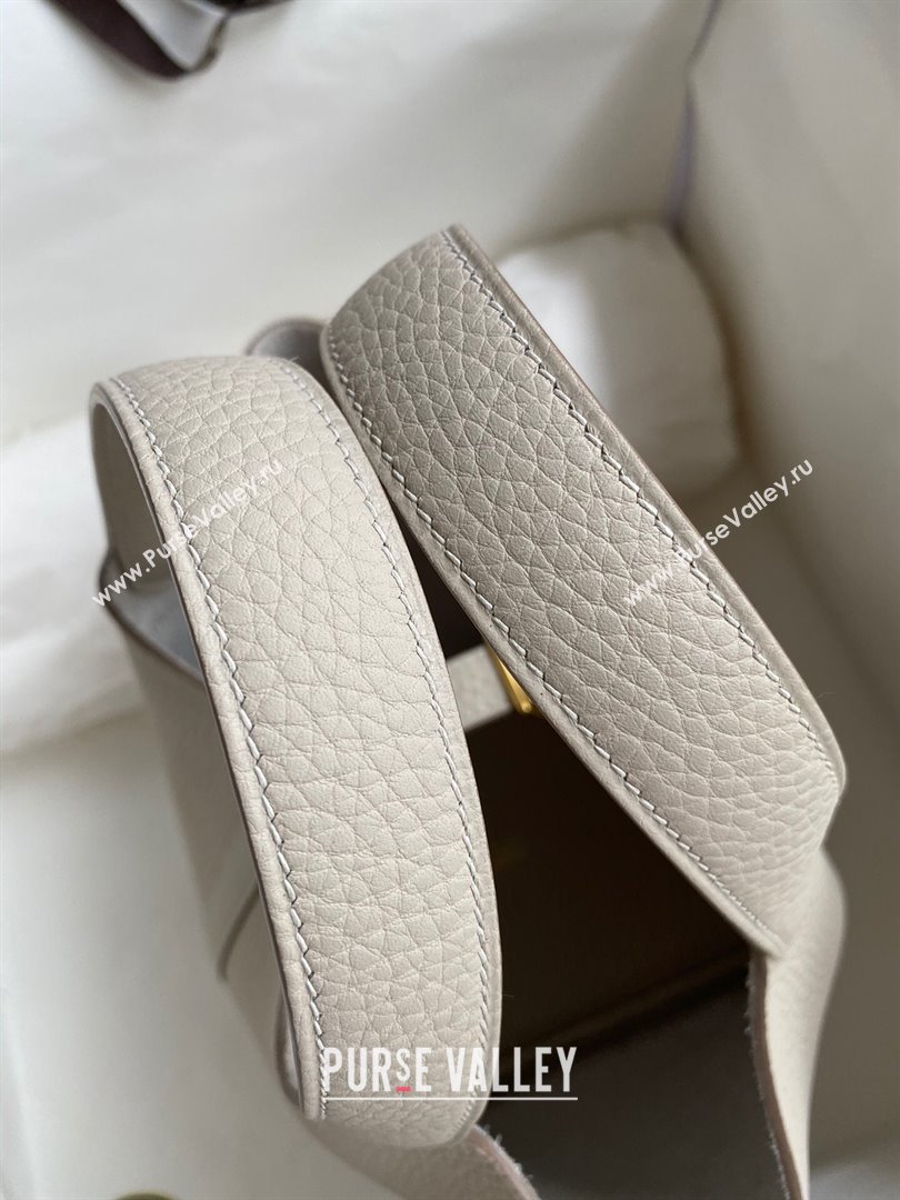 Hermes Picotin Lock Bag 18cm/22cm in Taurillon Clemence Leather Glacier White/Gold 2023 (Handmade) (M-23110711)