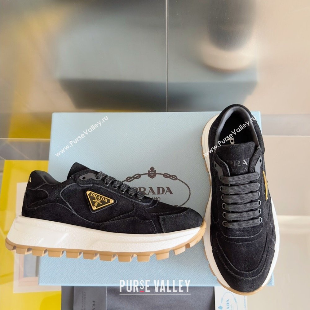 Prada Suede Prax 01 leather Sneakers Black 2024(For Women and Men) (KL-24101404)