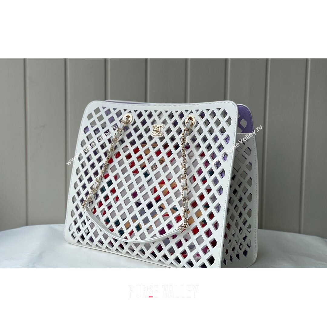 Chanel Cutout Calfskin Shopping Bag AS2377 White 2021 (SM-21082744)