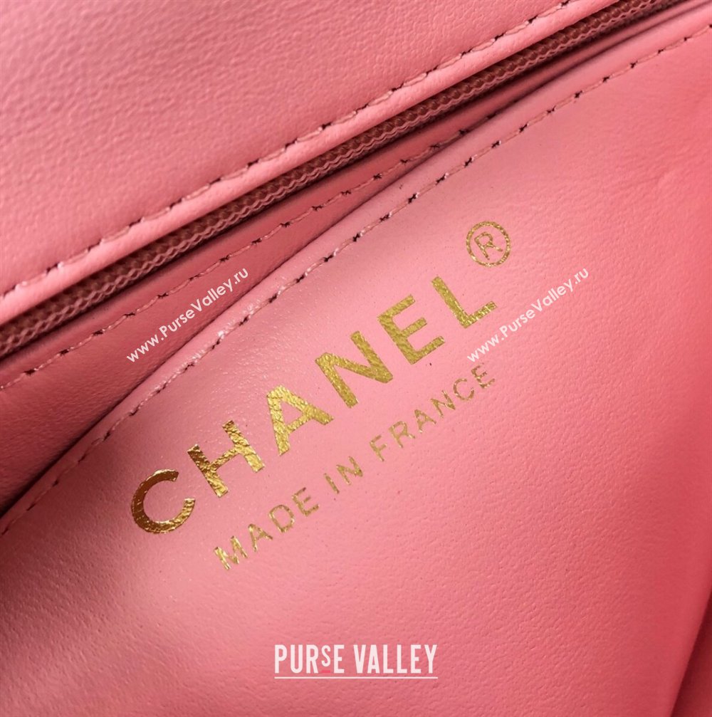 Chanel Lambskin Mini Square Classic Flap Bag A01115 Pink/Gold 2024 (YUND-24070214)