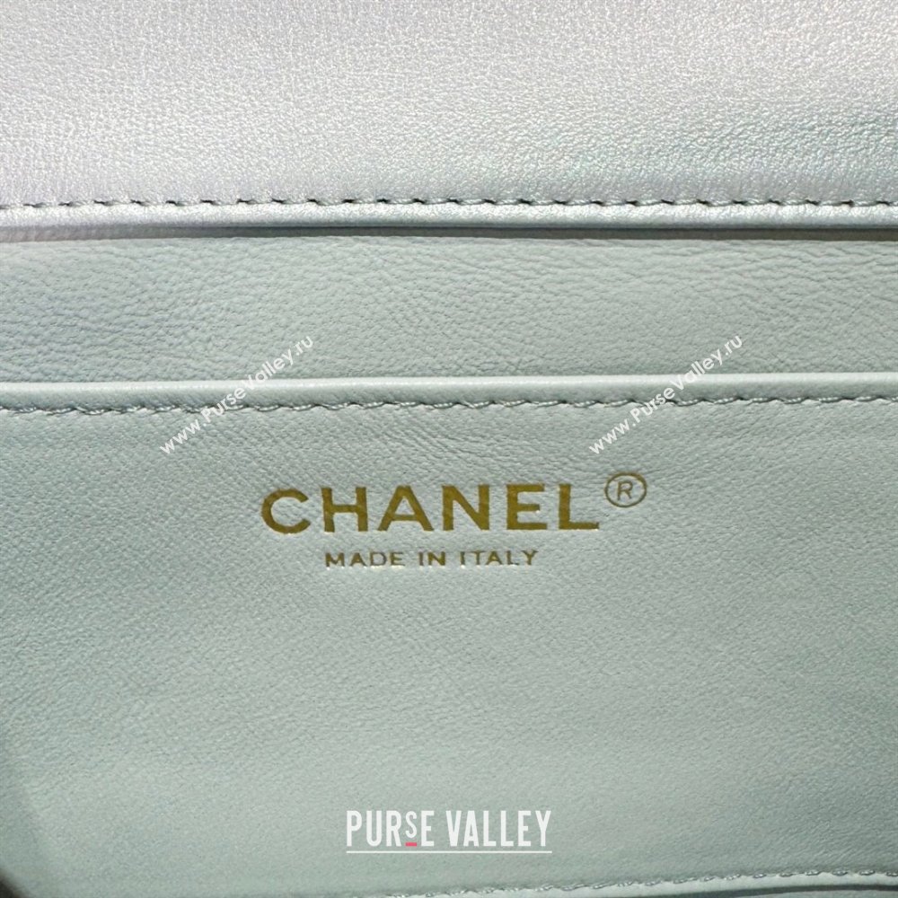 Chanel Shiny Lambskin Mini Flap Bag with Chain and Pearls AS4385 Silver 2024 (YEZI-24032207)