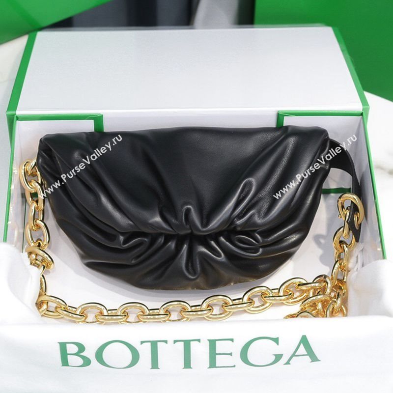 Bottega Veneta The Mini Pouch with Chain Strap Black/Gold 2020 (MS-20121728)