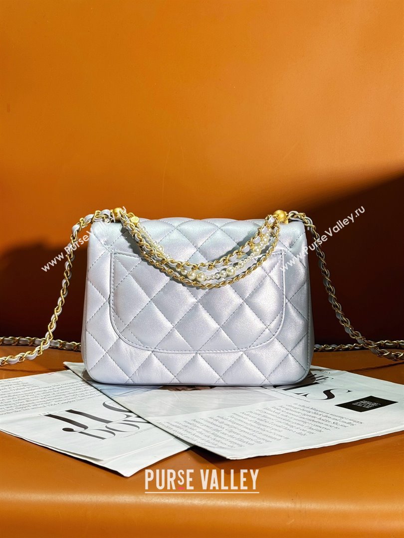 Chanel Shiny Lambskin Small Flap Bag with Chain and Pearls AS4384 Black 2024 (YEZI-24032208)