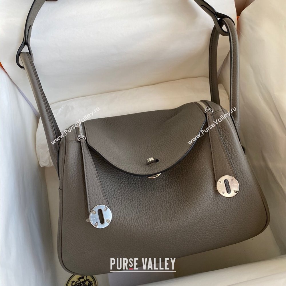 Hermes Lindy 26/30 Bag in Original Taurillon Clemence Leather Tinware Grey/Silver 2024(Full Handmade) (XYA-24051510)