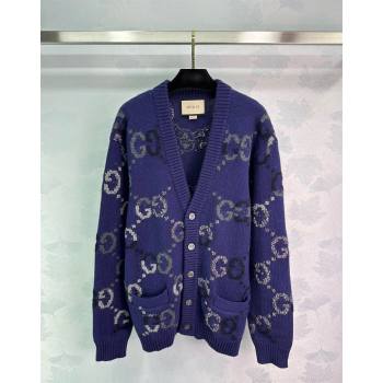 Gucci GG Wool Cardigan G82718 Blue 2024 (Q-24082718)