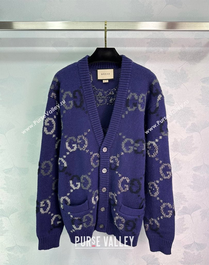 Gucci GG Wool Cardigan G82718 Blue 2024 (Q-24082718)