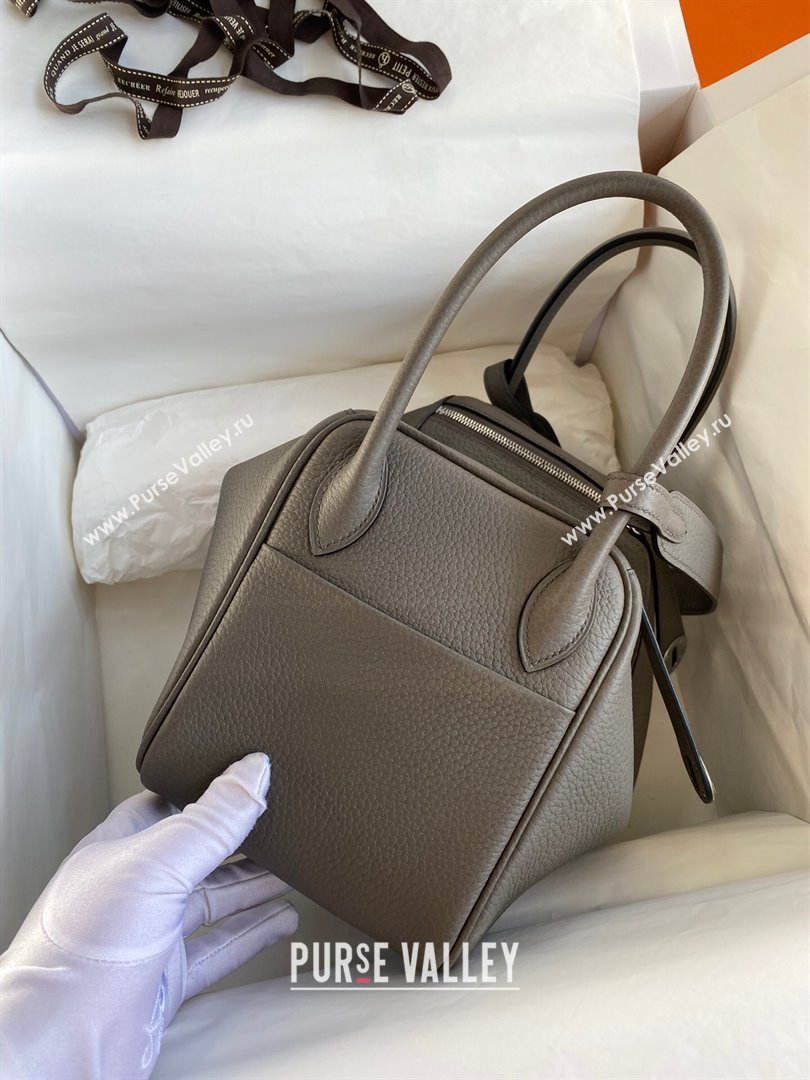 Hermes Lindy 26/30 Bag in Original Taurillon Clemence Leather Tinware Grey/Silver 2024(Full Handmade) (XYA-24051510)