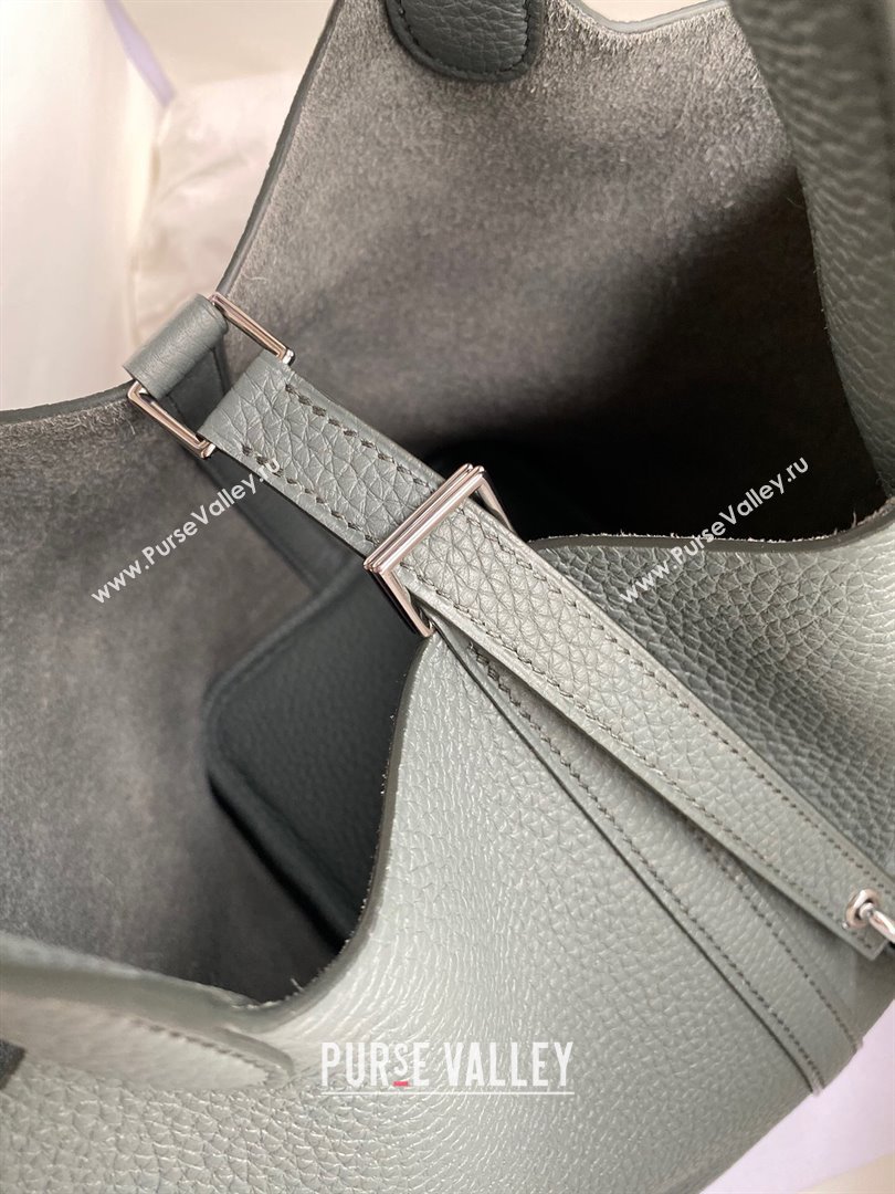 Hermes Picotin Lock Bag 18cm/22cm in Taurillon Clemence Leather Almond Green/Silver 2023 (Handmade) (M-23110717)