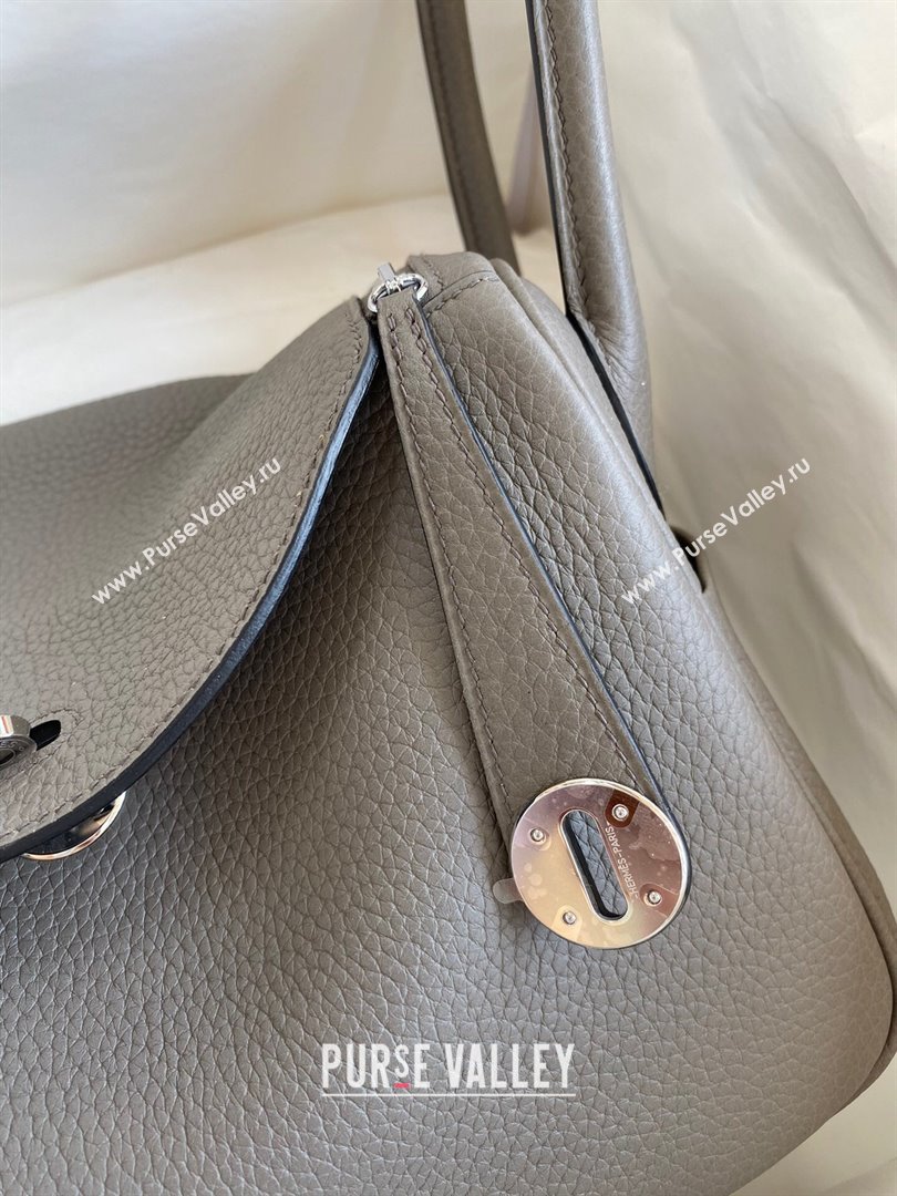 Hermes Lindy 26/30 Bag in Original Taurillon Clemence Leather Tinware Grey/Silver 2024(Full Handmade) (XYA-24051510)