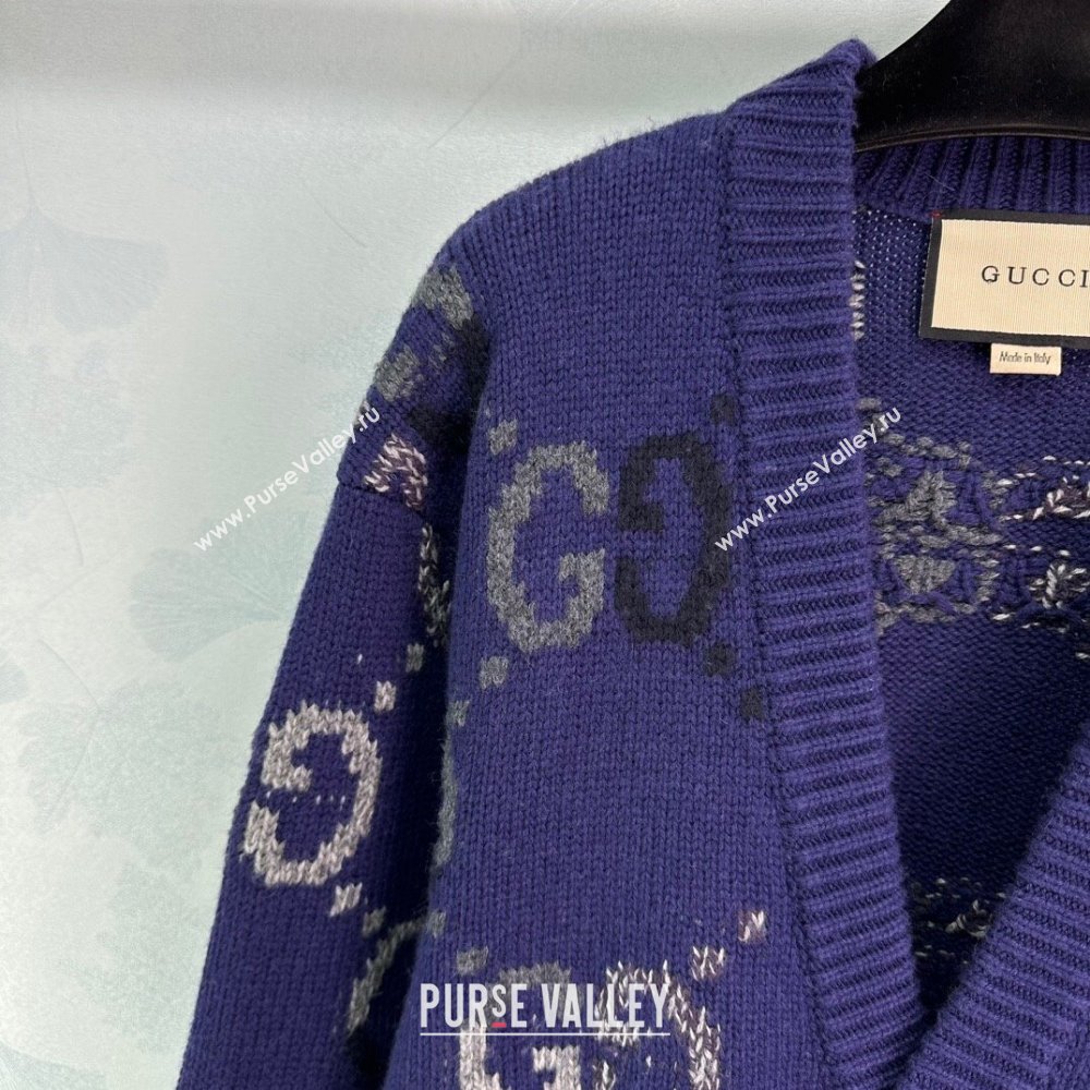 Gucci GG Wool Cardigan G82718 Blue 2024 (Q-24082718)