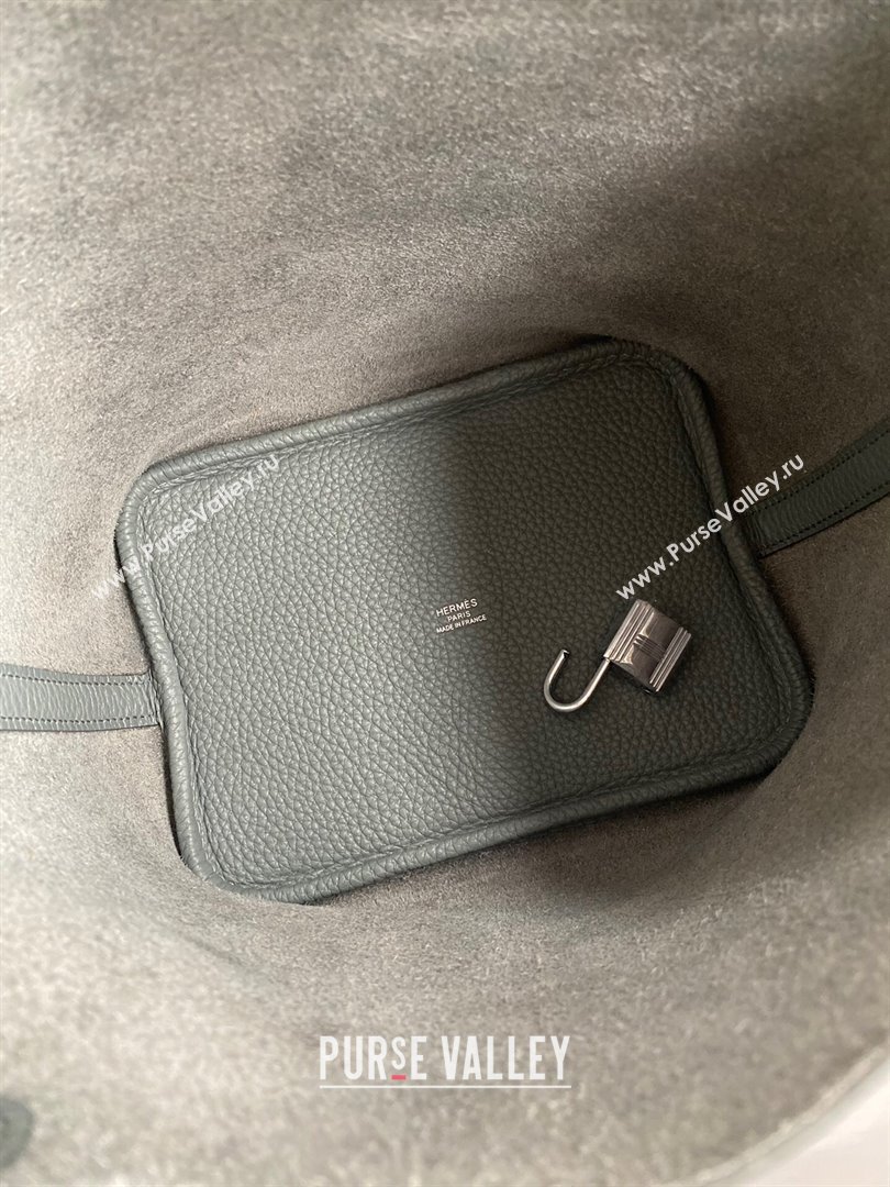 Hermes Picotin Lock Bag 18cm/22cm in Taurillon Clemence Leather Almond Green/Silver 2023 (Handmade) (M-23110717)