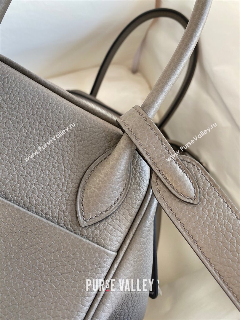 Hermes Lindy 26/30 Bag in Original Taurillon Clemence Leather Tinware Grey/Silver 2024(Full Handmade) (XYA-24051510)
