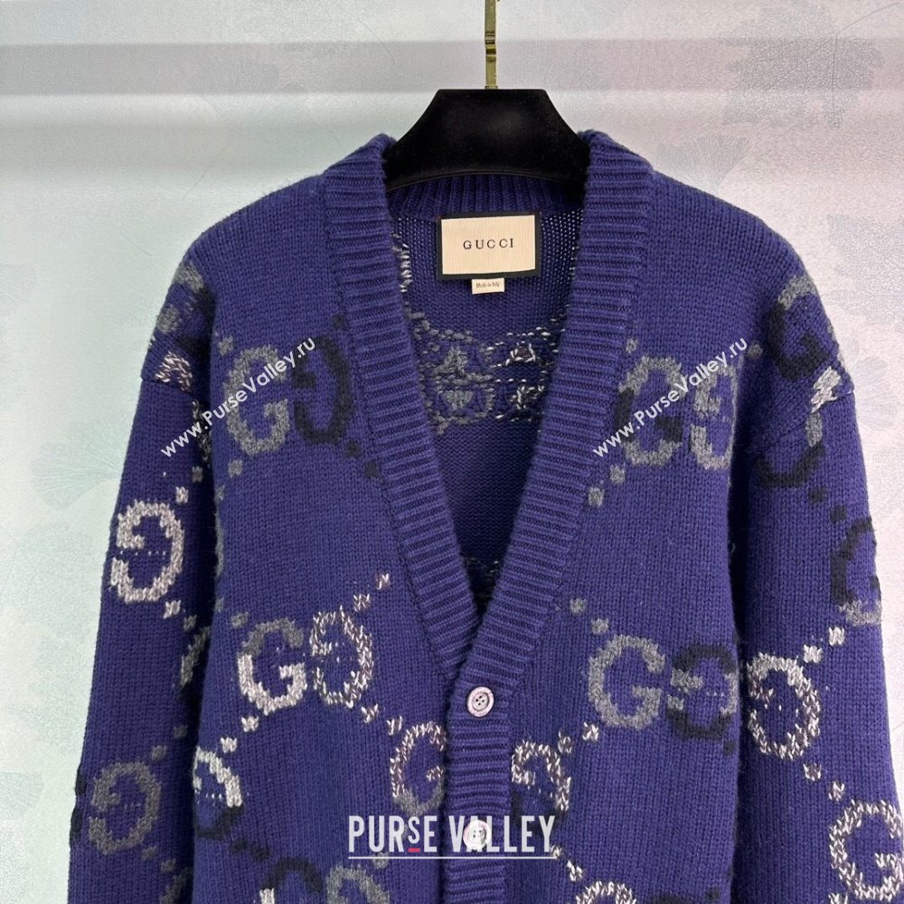 Gucci GG Wool Cardigan G82718 Blue 2024 (Q-24082718)