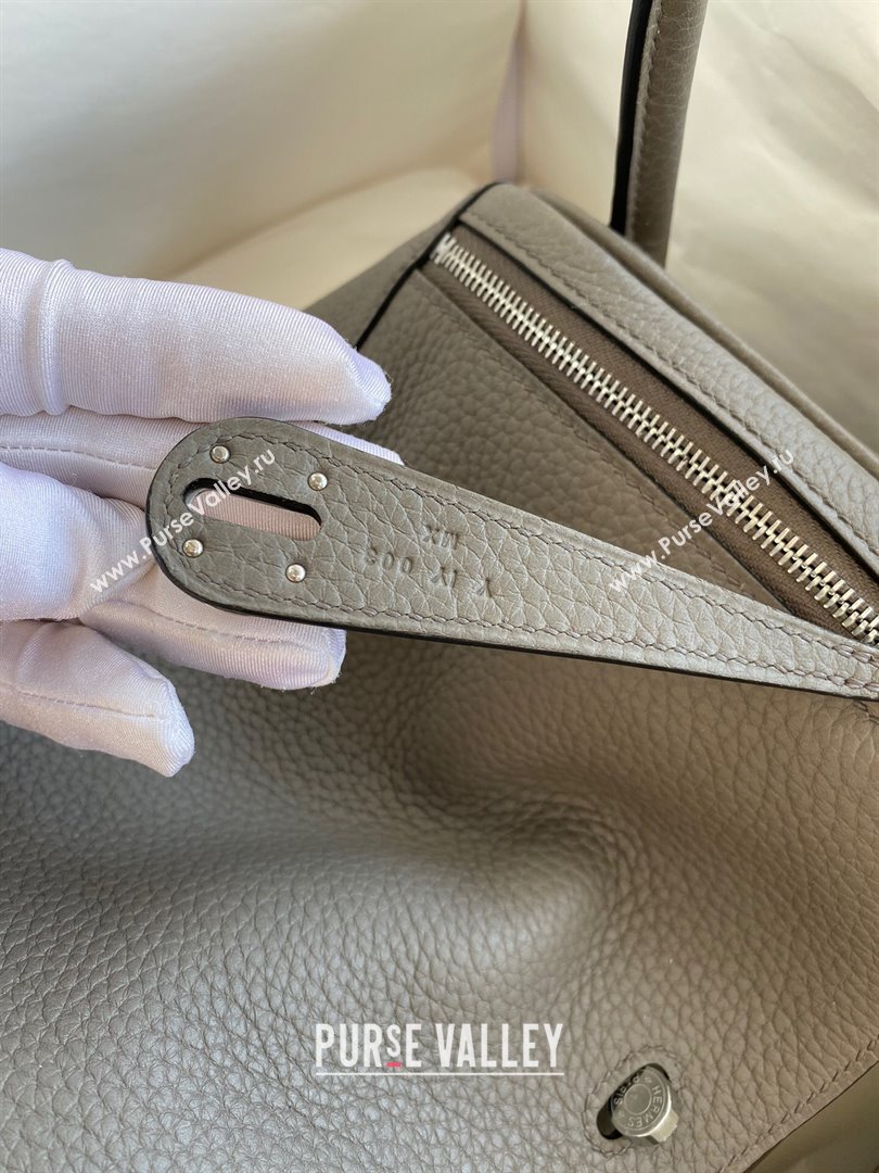 Hermes Lindy 26/30 Bag in Original Taurillon Clemence Leather Tinware Grey/Silver 2024(Full Handmade) (XYA-24051510)