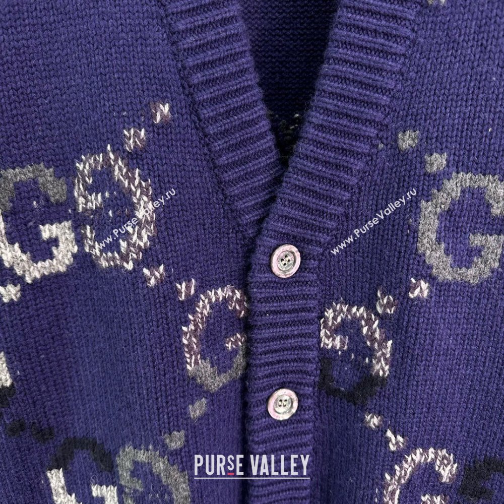 Gucci GG Wool Cardigan G82718 Blue 2024 (Q-24082718)