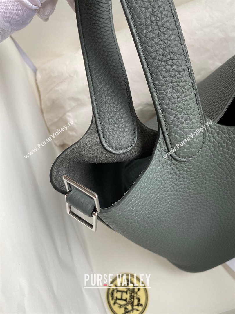 Hermes Picotin Lock Bag 18cm/22cm in Taurillon Clemence Leather Almond Green/Silver 2023 (Handmade) (M-23110717)