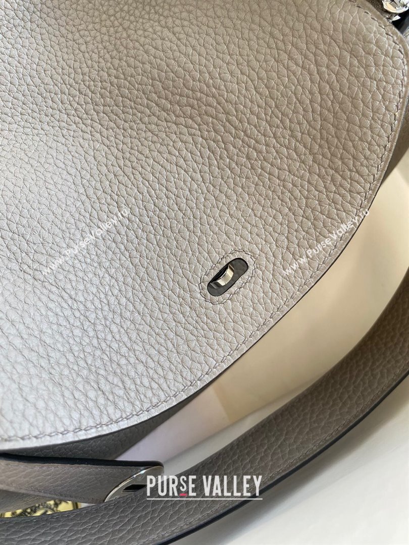 Hermes Lindy 26/30 Bag in Original Taurillon Clemence Leather Tinware Grey/Silver 2024(Full Handmade) (XYA-24051510)