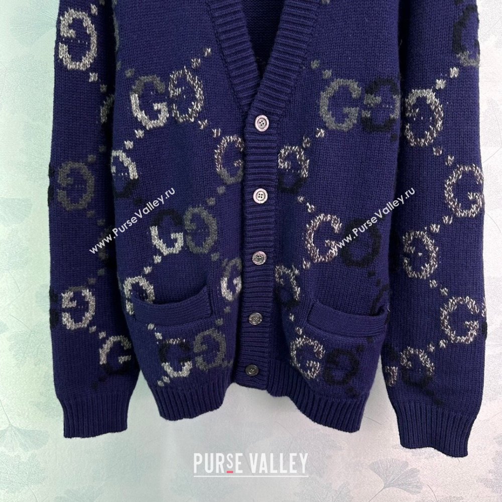 Gucci GG Wool Cardigan G82718 Blue 2024 (Q-24082718)