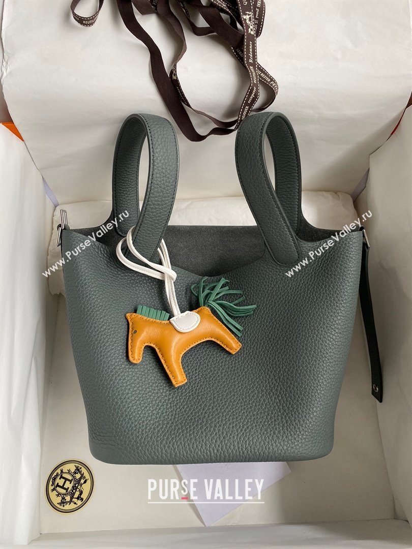 Hermes Picotin Lock Bag 18cm/22cm in Taurillon Clemence Leather Almond Green/Silver 2023 (Handmade) (M-23110717)