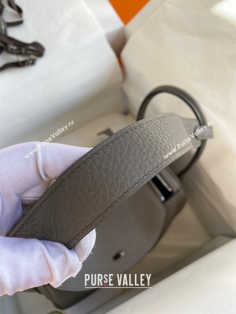 Hermes Lindy 26/30 Bag in Original Taurillon Clemence Leather Tinware Grey/Silver 2024(Full Handmade) (XYA-24051510)