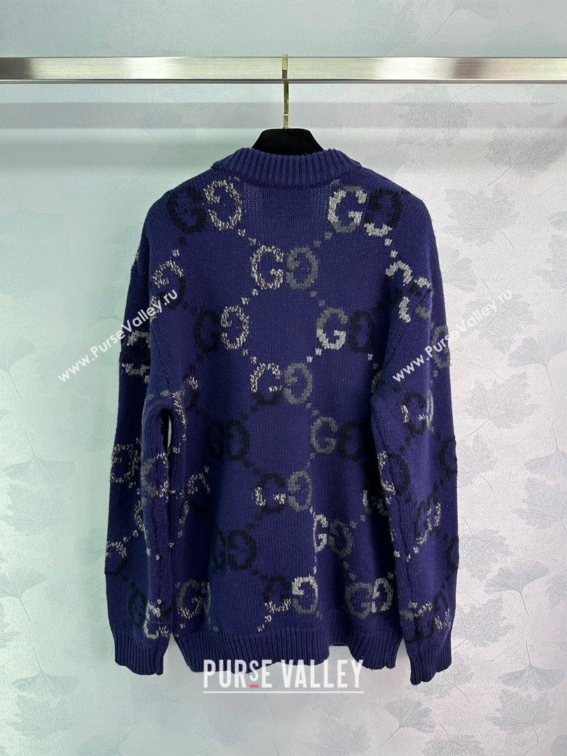 Gucci GG Wool Cardigan G82718 Blue 2024 (Q-24082718)