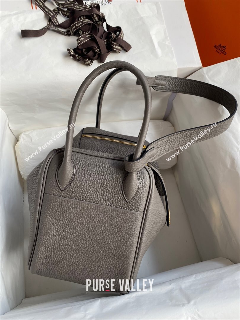 Hermes Lindy 26/30 Bag in Original Taurillon Clemence Leather Tinware Grey/Gold 2024(Full Handmade) (XYA-24051511)