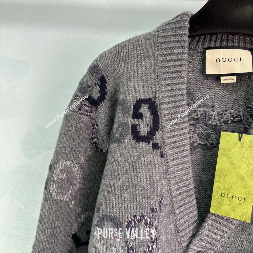 Gucci GG Wool Cardigan G82719 Grey 2024 (Q-24082719)