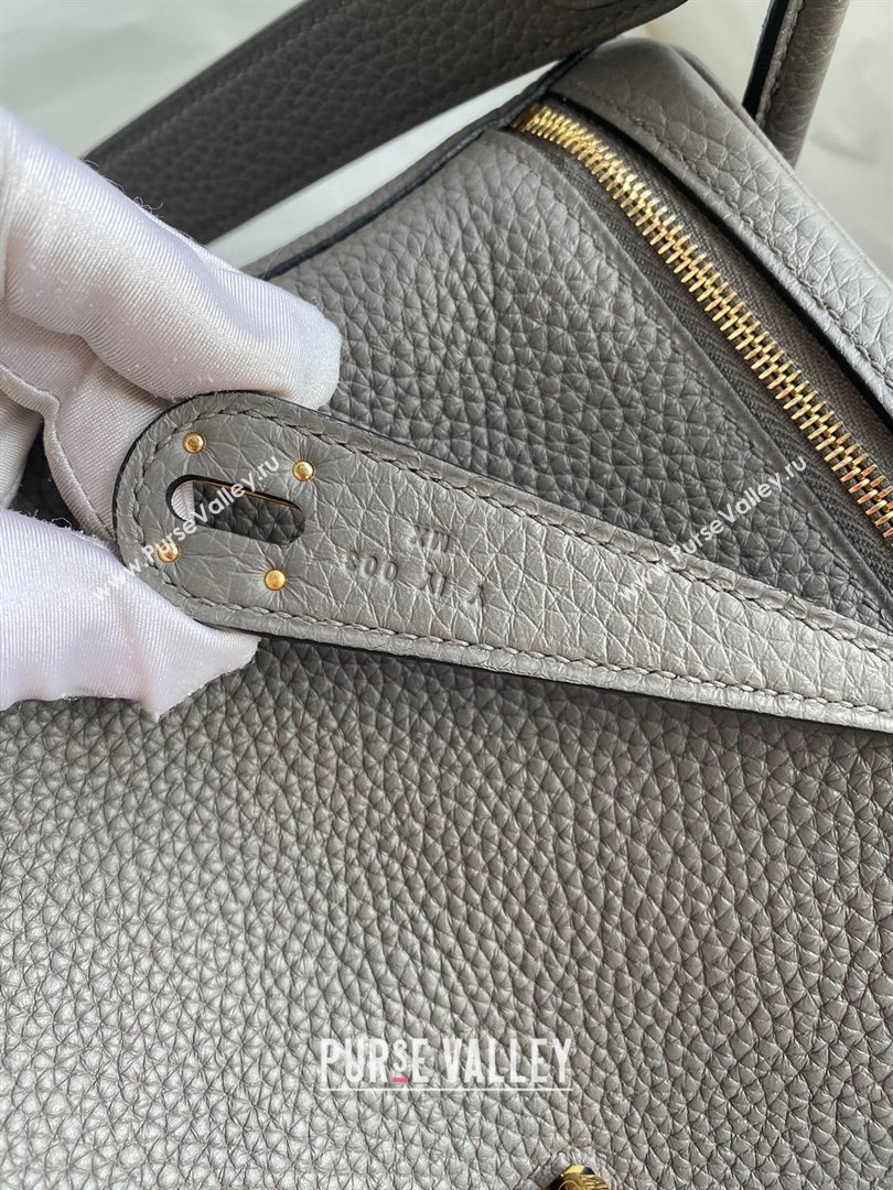 Hermes Lindy 26/30 Bag in Original Taurillon Clemence Leather Tinware Grey/Gold 2024(Full Handmade) (XYA-24051511)